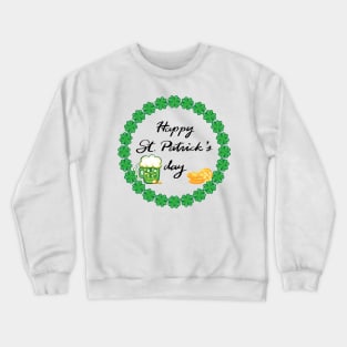 Happy St. Patrick's Day with green beer and gold coins Crewneck Sweatshirt